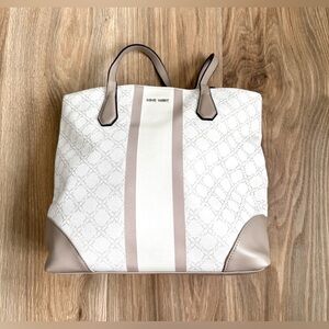 Nine West Brooklyn Jet Set Satchel Bag Taupe/Cream LNC